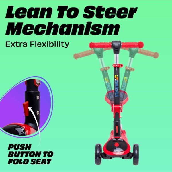 SKIDEE Kick Scooters for Kids Ages 3-5, Adjustable Height Foldable Scooter with Removable Seat, 3 LED Light Wheels, Rear Brake, Wide Standing Board, Suitable Up to 12 Year Old Boys/Girls 5 61XOmnTHlRL. AC SL1080