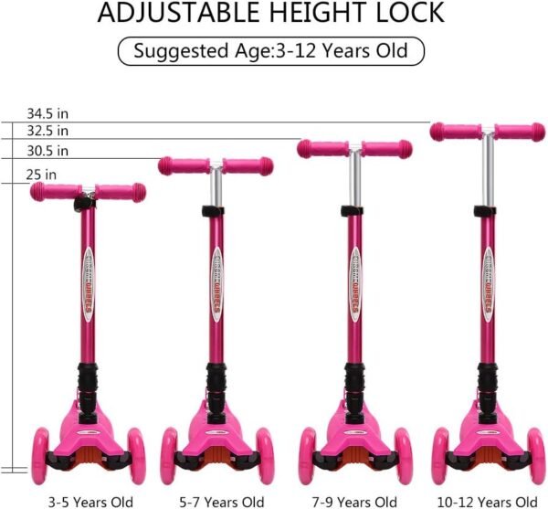 ChromeWheels Foldable Scooters for Kids, Deluxe Kick Scooter 4 Adjustable Height 132lbs Weight Limit 3 Wheel, Lean to Steer LED Light Up Wheels, Best Gifts for Girls Boys Age 3-12 Year Old 3 61bPx1oYZfL. AC SL1000