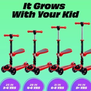 SKIDEE Kick Scooters for Kids Ages 3-5, Adjustable Height Foldable Scooter with Removable Seat, 3 LED Light Wheels, Rear Brake, Wide Standing Board, Suitable Up to 12 Year Old Boys/Girls 13 SKIDEE Kick Scooters for Kids Ages 3-5, Adjustable Height Foldable Scooter with Removable Seat, 3 LED Light Wheels, Rear Brake, Wide Standing Board, Suitable Up to 12 Year Old Boys/Girls - Image 6