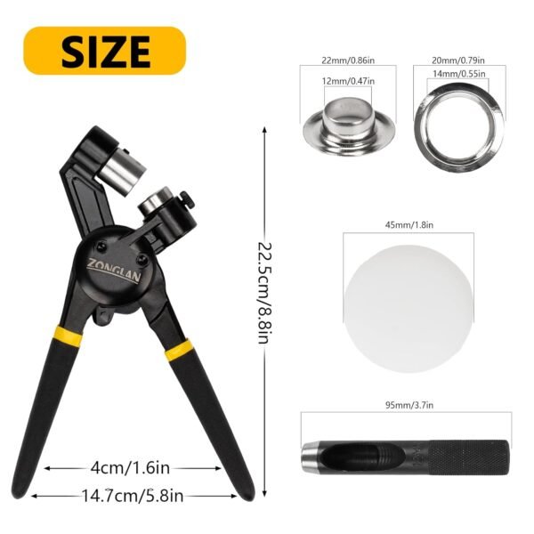 Heavy Duty Grommet Tool Kit with 1/2 Inch Die and 300 Sets of 12MM Grommets,Handheld Manual Eyelet Tool Rivet Press Punch Pliers for Leather Canvas Fabric 6 61k0qX8cGIL. SL1500