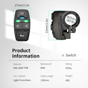 Ebike Light Collection with QD139 Frontlight DC50 Taillight DK226 Switch Cable Use for Warning Light Turn Signal and Horn 14 Ebike Light Collection with QD139 Frontlight DC50 Taillight DK226 Switch Cable Use for Warning Light Turn Signal and Horn - Image 5