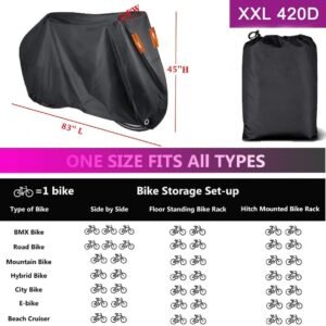 Indeed BUY Bike Cover for 1, 2 or 3 Bikes Waterproof Bicycle Cover Outdoor Bike Storage Covers XL XXL 420D Heavy Duty Rain Sun UV Wind Proof for Mountain Road Electric Bike etc - Image 5