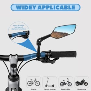 Bike Mirror 1 Pair HD Bicycle Mirrors for Handlebars, 360° Adjustable Rear View Mirrors for Ebike E Bike Dirt Bike Moped Bike MTB Mountain Bike Road Bike Motorcycle and Electric Scooter - Image 4