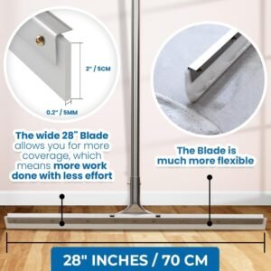 MHM AquaSlide PushPro – 28-Inch Heavy Duty Squeegee for Concrete Floors & Wet Surfaces | Industrial Rubber Blade Water Removal Tool for Garages, Warehouses, Driveways & Commerical Use - Image 4