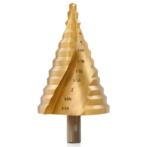 ZELCAN Large HSS Spiral Groove Step Drill Bit, 12 Sizes Titanium High Speed Steel 1/4" to 2-3/8" Drill Bit for Sheet Aluminium Metal Wood Hole Drilling, Big Multiple Hole Stepped Up Bit for DIY Lovers 2 61zXt+YXdxL. SL1500