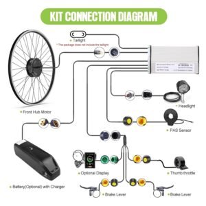 BAFANG 48V 500W Front Hub Motor Electric Bike Conversion Kit for 20 inch/26 inch /700C Wheel Drive Engine with Optional LCD Display & Battery and Charger - Image 7