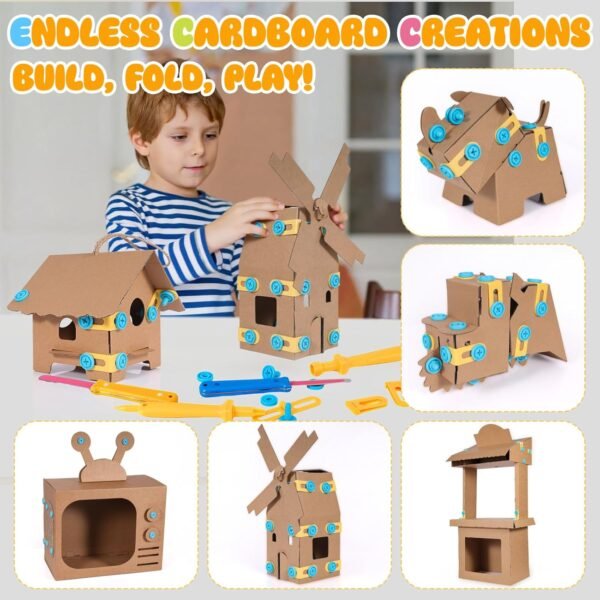 Zentara Cardboard Construction Toolbox Set with Wood Handle – 401PCS Complete Building Kit with Safe Cardboard Cutters for DIY Craft Item | STEM and STEAM Educational Toys for Boys and Girls Age 5+ 8 71+IVzgYtbL. AC SL1500