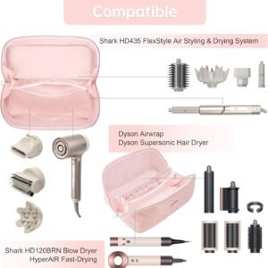 Leudes Hair Tools Travel Bag For Dy son Airwrap Hair Dryer Shark Flex Style Carrying Case Travel Makeup Bag Portable Pouch Open Flat Packing Organizers with Divider and Handle (Pink) 14 Leudes Hair Tools Travel Bag For Dy son Airwrap Hair Dryer Shark Flex Style Carrying Case Travel Makeup Bag Portable Pouch Open Flat Packing Organizers with Divider and Handle (Pink) - Image 5