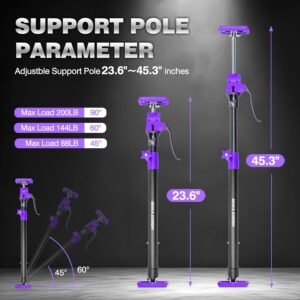 Quality Steel Cabinet Jacks for Installing Cabinets, 3rd Hand Support System 200LB, Adjustable Support Pole Jack 23.6-45.3 in, Perfect for Cabinet Lift Installation Tools, Quick Support Rod, 2-Pack - Image 3