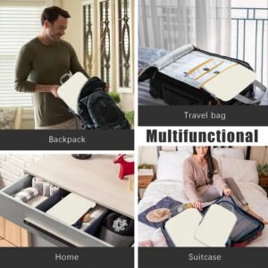 4 Set Compression Packing Cubes Travel - Travel Accessories Expandable Packing Organizers for Carry On - Essentials Luggage Bags - Beige - Image 8