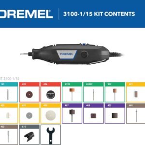 Dremel 3100-1/15 Variable Speed Rotary Tool Kit- 1 Attachment and 15 Accessories, Ideal for a Variety of Crafting and DIY Projects- Cutting, Sanding, Grinding, Polishing, Drilling, and Engraving - Image 3