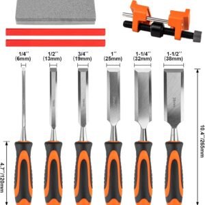 10Pcs Wood Chisel Sets, 6Pcs Premium Wood Chisels with Honing Guide, Sharpening Stone & Carpenter Pencils, Wood Carving Tools Kit for DIY & Professional Use (6-38mm) 12 10Pcs Wood Chisel Sets, 6Pcs Premium Wood Chisels with Honing Guide, Sharpening Stone & Carpenter Pencils, Wood Carving Tools Kit for DIY & Professional Use (6-38mm) - Image 4