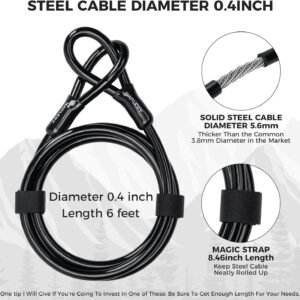 Hapleby Premium Bike Lock Set with 2 Keys, Bike U-Lock with 6 Feet Thickened Solid Steel Cable, Heavy Duty Anti Theft Bicycle U-Lock with Mounting Bracket for Road, Mountain, Folding Bike and Scooter 12 Hapleby Premium Bike Lock Set with 2 Keys, Bike U-Lock with 6 Feet Thickened Solid Steel Cable, Heavy Duty Anti Theft Bicycle U-Lock with Mounting Bracket for Road, Mountain, Folding Bike and Scooter - Image 5