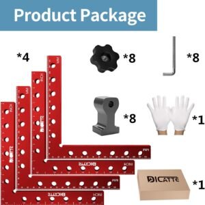 90 Degree Positioning Square Right Angle Clamp 7.1" x 7.1" Aluminum Alloy Woodworking Carpenter Tool,4 Pcs Right Angle Clamps With 8 Clamps,For Picture Frame Box Cabinets Drawers 16 90 Degree Positioning Square Right Angle Clamp 7.1" x 7.1" Aluminum Alloy Woodworking Carpenter Tool,4 Pcs Right Angle Clamps With 8 Clamps,For Picture Frame Box Cabinets Drawers - Image 8