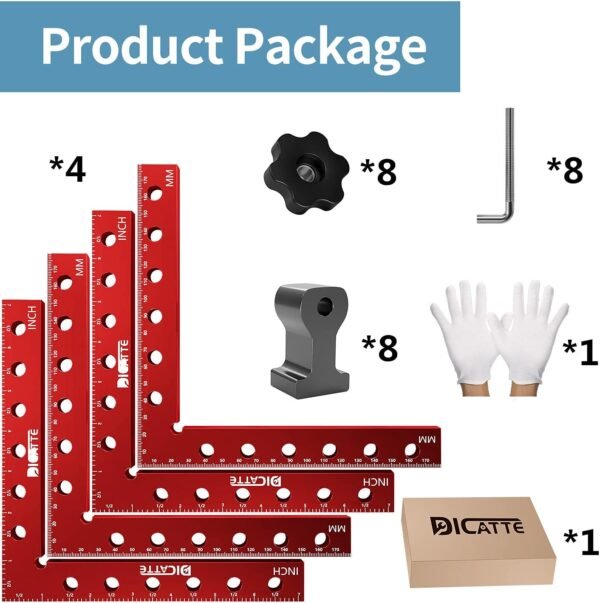 90 Degree Positioning Square Right Angle Clamp 7.1" x 7.1" Aluminum Alloy Woodworking Carpenter Tool,4 Pcs Right Angle Clamps With 8 Clamps,For Picture Frame Box Cabinets Drawers 8 712gCqwWUwL. AC SL1500