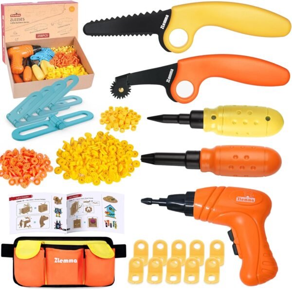 Kids Cardboard Construction Tool Set with Electric Drill & Tool Belt -258PCS, STEM Building Kit for Creative Craft Projects, Educational DIY Engineering Toy for Boys & Girls 2 713XoatpXML. AC SL1500