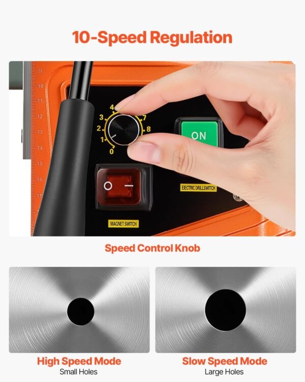 VEVOR Mag Drill Press, 1550W 2" Boring Diameter, 2922lbf Power Magnetic Drill, 500 PRM, 10-Speed, Electric Drilling Machine for Metal Surface, Industrial and Home Improvement 5 713m98R45QL. AC SL1500