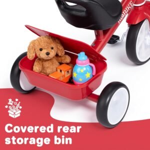 Bobike Toddler Tricycle for Ages 2-5 Years, Tricycle with 2 LED Light Wheels, Toddler Bike with 3-Position Seat and Rear Basket, Kids Bike Gift for Boys & Girl (Red) 11 Bobike Toddler Tricycle for Ages 2-5 Years, Tricycle with 2 LED Light Wheels, Toddler Bike with 3-Position Seat and Rear Basket, Kids Bike Gift for Boys & Girl (Red) - Image 3