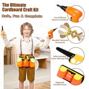 Kids Cardboard Construction Tool Set with Electric Drill & Tool Belt -258PCS, STEM Building Kit for Creative Craft Projects, Educational DIY Engineering Toy for Boys & Girls 11 Kids Cardboard Construction Tool Set with Electric Drill & Tool Belt -258PCS, STEM Building Kit for Creative Craft Projects, Educational DIY Engineering Toy for Boys & Girls - Image 3
