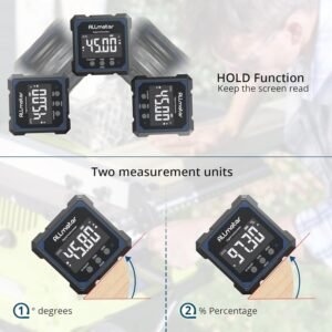 USB Rechargeable Digital Angle Finder with Laser – 4-Side Magnetic Inclinometer,0.05° Resolution,IP54 Digital Level with Backlit Display,Protractor Gauge Tool for Woodworking,Construction DIY - Image 5