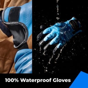 100% Waterproof Gloves for Men and Women, Winter Work Gloves for Cold Weather, Touchsreen, Thermal Insulated Freezer Gloves, With Grip, Blue, Large - Image 3