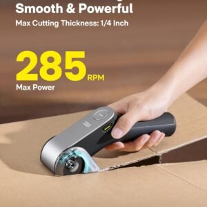 HOTO EdgeFlow Cordless Electric Scissors, Titanium Blade & LED Display, Rechargeable Cardboard Box Cutter, Self-Sharpening & Tool-Free Easy-Swap, Safety Lock, for Cardboard, Carpet, Leather, Crafting - Image 3