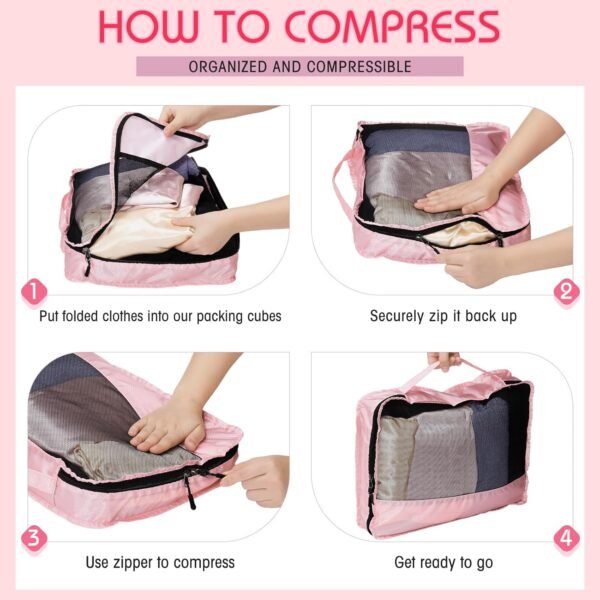 5 Pcs Packing Cubes for Suitcase Large Travel Cubes Carry on Luggage Organizer Bags for Clothes Accessories(L,Pink) 5 7193gskK0JL. AC SL1500