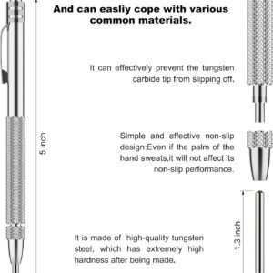 4 Pack Tungsten Carbide Scriber Tool Set with Magnet - Professional Metal Engraving Pen, Extra 20 Carbide Replacement Tips - Ultimate Scribing Tools for Glass/Ceramics/Sheet Metal Marking - Image 3