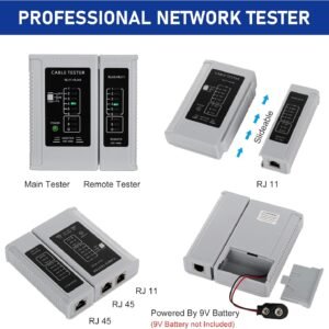 RJ45 Crimp Tool Kit Pass Thru Ethernet Crimper for Cat5e Cat6 Cat6a 8P8C Modular Connectors, All-in-One Cat6 Crimping Tool and Tester(9V Battery Not Included) - Image 8