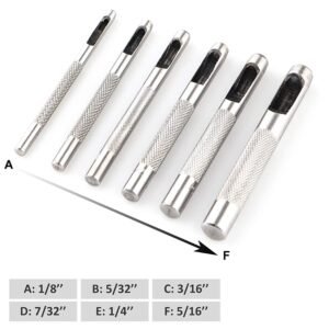 Spurtar 6PCS Leather Hole Punch 1/8'' - 5/16'' Heavy Duty Round Hollow Belt Hole Puncher High Carbon Steel Leather Punch Tool for Belts Watch Cloth Gaskets with Storage Bag - Image 5