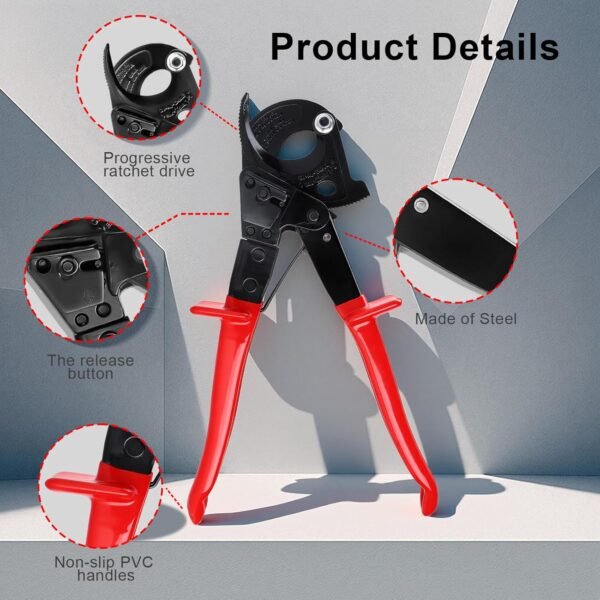 Wire Cutters, Ratchet Cable Wire Cutter, Heavy Duty Aluminum Copper Ratchet Cable Cutter for Cutting Electrical Wire Up to 240mm² Cutter Pliers for Electricians, Electrical Work and Home DIY 4 71CAqBQfdIL. AC SL1500