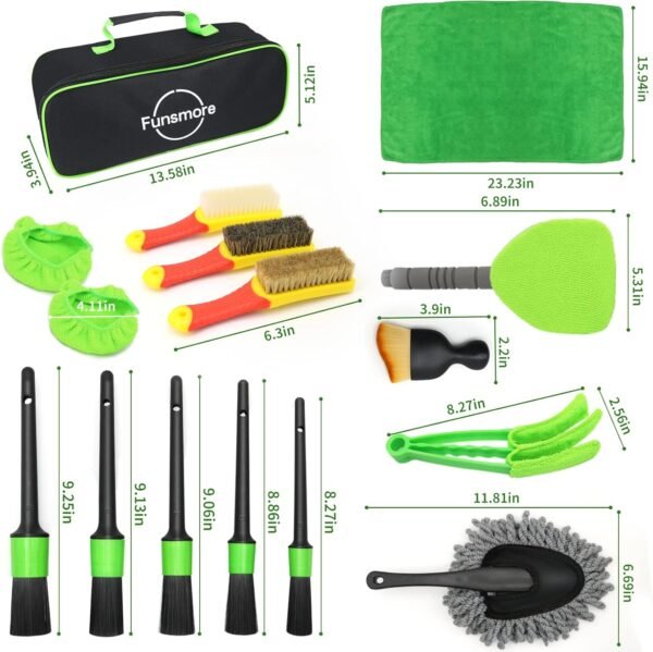 18Pcs Car Detailing Kit, Interior Car Cleaning Kit, Leather & Textile Car Interior Brush, Car Detailing Brush Set with Windshield Cleaning Tool Complete Car Interior Care Kit 3 71CDsqubMPL. AC SL1500