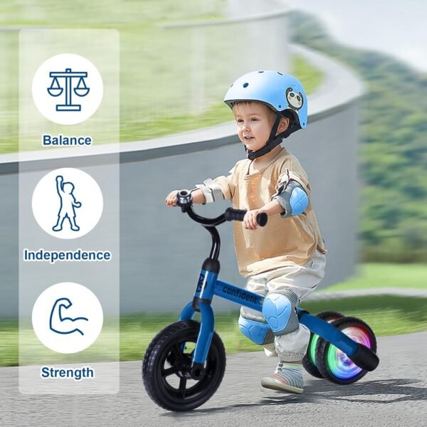 YGJT 3 in 1 Lighting Tricycle for Toddlers Age 2-5 Years Old, Folding Kids Balance Bike with Adjustable Seat and Removable Pedal, Toddler Bike Ride-on Toys for Infant, Gifts for Baby Boys Girls(Blue) 4 71CNViY+EmL. AC SL1500