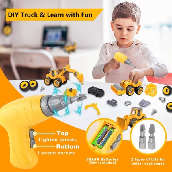 Take Apart Construction Truck Excavator Toys for Kids Ages 3-8, STEM Learning Building Toys with Electric Drill & Puzzle Play, Educational Engineering Birthday for Boys Kids Toddlers 4 71D0M8FhWjL. AC SL1500