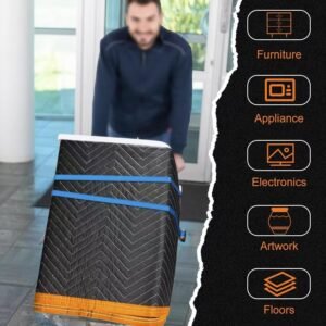 Large Moving Blankets 80 * 72in Heavy Duty Packing Blankets for Furniture Moving Shipping Wrapping Quilted Furniture Pads for Moving, Padded Mover Blankets (Black) 2pack - Image 5
