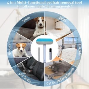 4 in 1 Multifunctional Reusable Pet Hair Remover Brush,Dog & Cat Hair Remover Tool for Couch,Bedding & Carpet,Washable Fur Remover with Dual-Sided Cleaning Brush - Image 8