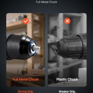 VEVOR Cordless Drill Driver, 5-In-1, Metal Chuck, Dual-Speed Variable, Drill Driver Kit with 2 Lithium Batteries and Charger, Tool Box, for Wood and Metal Drilling, Screw Tightening or Loosening - Image 6