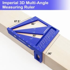 3D Multi Angle Measuring Ruler Aluminum Alloy Woodworking Square,Versatile Square Tool with Preset Angles from 22.5° to 90° Ideal Layout Tool for Carpentry, Engineering & DIY Projects - Image 5