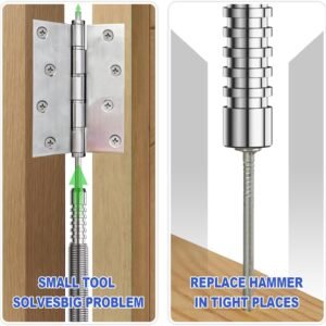 Spring Loaded Nail Set Tools,2-PCS Dual Head Nail Setter and Hinge Pin Punch Set, Hammerless 1/16″& 3/32″Spring Nail Set, Super Strong Force Door Pin Removal Tool - Image 6