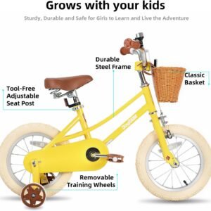 JOYSTAR Girls Bike for 2-12 Years Old Toddlers and Kids, 12" 14" 16" 18“ 20" Retro Style Kids Bike with Training Wheels, 18 20 Inch Children Bicycle with Kickstand - Image 3