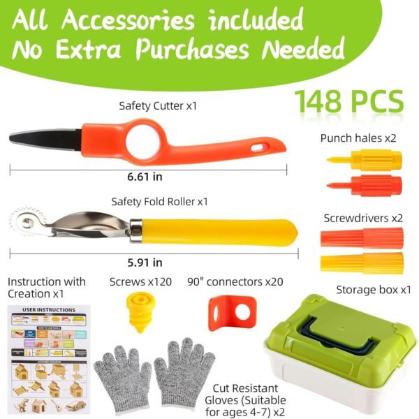 Cardboard Cutting Tools for Kids with Storage box,Safe DIY Cutter,148 PCS Construction Kit for Family & Team Activities,Creative Educational Toys Gift for Boys and Girls,5 6 7 9,Building Set,Ageds 4+ 4 71FzWDEBfNL. AC SL1500
