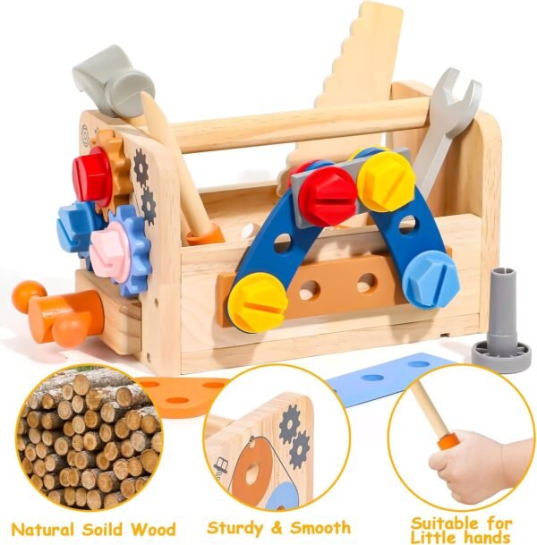 TONZE Kids Tool Set with Apron, Wooden Toddler Tool Bench Box Montessori Toys for 2 3 4 Year Old Boys Girls, 39 PCS Educational Construction Toys Pretend Play Toddler Toys 3 4 5 Year Old Birthday Gift 9 71GCkWo7rzL. AC SL1500