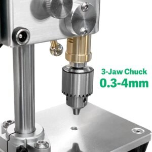 Mini Drill Press, Electric High Precision Benchtop Drill Press, Portable CNC Machined Drilling Machine for DIY Woodworking Metalwork PVC Resin Jewelry Crafts, Adjustable Speed, 0.3-4mm Chuck - Image 3