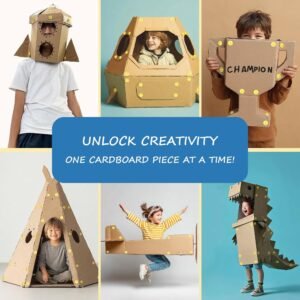 Cardboard Cutter for Kids – 132 PCS Upcycled Cardboard Construction Tool Kit & STEM Educational Toys for Family & Team Projects – Creative Building Kit for Boys & Girls Ages 5+ - Image 8