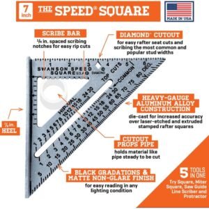 SWANSON Tool Co S0101 7 Inch Speed Square, Blue - Image 6