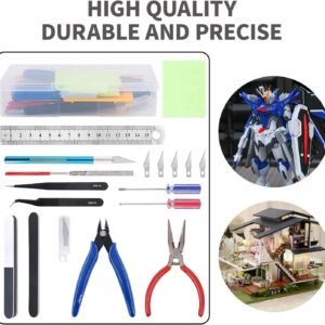 Kisoy 17PCS Model Kit Tools, Gundam & Dollhouse Essential Set with Case - Hobby Tools for Building, Repairing Airplane, Car and Robot Models - Image 7