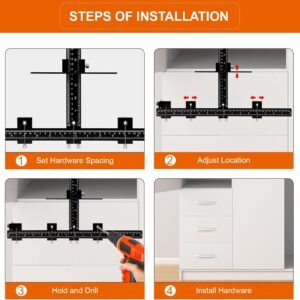 Cabinet Hardware Jig Tool - Adjustable Drill Template for Handles & Pulls on Drawers/Doors | All Aluminum Alloy with Center Punch & Carrying Bag 14 Cabinet Hardware Jig Tool - Adjustable Drill Template for Handles & Pulls on Drawers/Doors | All Aluminum Alloy with Center Punch & Carrying Bag - Image 6