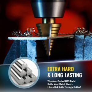 ZELCAN 10 Sizes Titanium Step Drill Bit, 1/4 to 1-3/8 Inches High Speed Steel Drill Cone Bits for Sheet Metal Hole Drilling Cutting, HSS Multi Size Hole Stepped Up Unibit for DIY Lovers Electrician 15 ZELCAN 10 Sizes Titanium Step Drill Bit, 1/4 to 1-3/8 Inches High Speed Steel Drill Cone Bits for Sheet Metal Hole Drilling Cutting, HSS Multi Size Hole Stepped Up Unibit for DIY Lovers Electrician - Image 7