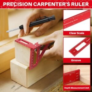 32 Pack Woodworking Ruler Precision Metal Slide Rule 3D Multi-Angle Measuring Ruler Miter Triangle Rule and Mechanical Carpenter Pencils with Sharpener for Carpenters Craftsmen Builders 12 32 Pack Woodworking Ruler Precision Metal Slide Rule 3D Multi-Angle Measuring Ruler Miter Triangle Rule and Mechanical Carpenter Pencils with Sharpener for Carpenters Craftsmen Builders - Image 4