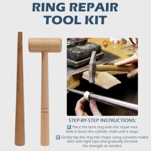 Mefape Jewelers Tools Set, Ring Making Kit, Silversmithing Starter Kit, Ring Sizer Mandrel Measuring Tool, Jeweler Saw Frame, Bench Pin Clamp Silversmithing Supplies - Image 4